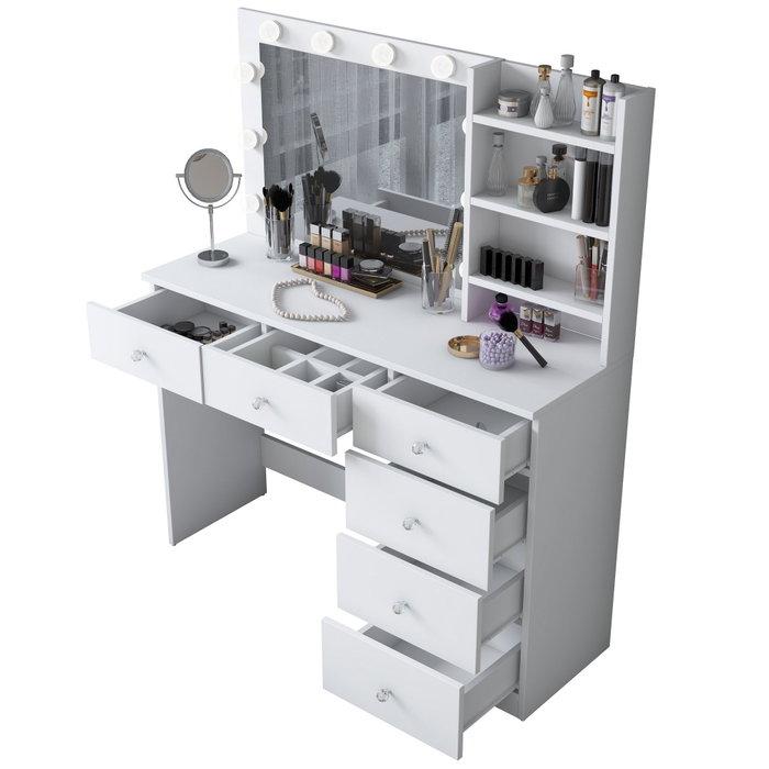 Hanah Home Mesa de Maquillaje Blanca con 10 Focos Hanah Home Mesa de Maquillaje Blanca con 10 Focos